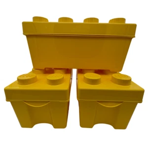 LEGO Contenedor de Almacenamiento de Ladrillos 8 Pernos Amarillo Cubo de Plástico 14x7x7 Juego de 3 - Vacío - Imagen 1 de 7
