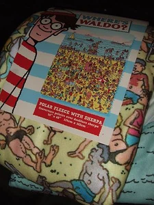 Wheres Waldo? Picture Hunt Beach Sun Bathers Fleece Throw Blanket Book Style NEW - Picture 1 of 3