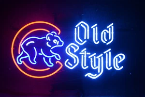 Chicago Cubs Old Style Beer 20"x16" Neon Light Sign Lamp Wall Decor World Series - Picture 1 of 13