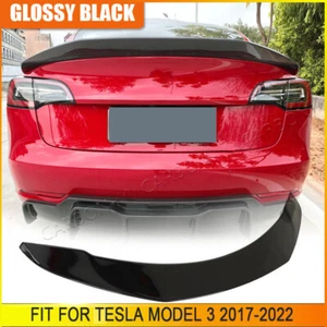 Fits Tesla Model 3 2017-2022 Sedan Rear Trunk Lid Spoiler Boot Wing Glossy Black - Bild 1 von 12