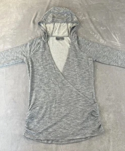 Athleta light gray heather long sleeve wrap front hoodie sweater size XXS - Bild 1 von 5