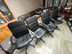 Set of Two Office Chairs – Ikea Torkel, Adjustable, Black, Faux Leather - Picture 1 of 10