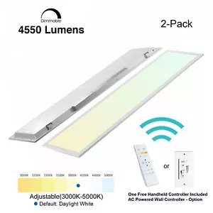 2Pc 1X4 LED Flat Panel Ceiling Shop Office School Edgelit Remote Control Light - Picture 1 of 14