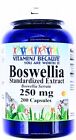 200 Capsules Boswellia Serrata 250mg Standardized Extract Resin 500mg per 2 Caps