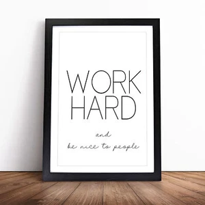 Work Hard Typography Wall Art Print Framed Canvas Picture Poster Decor - Picture 1 of 9