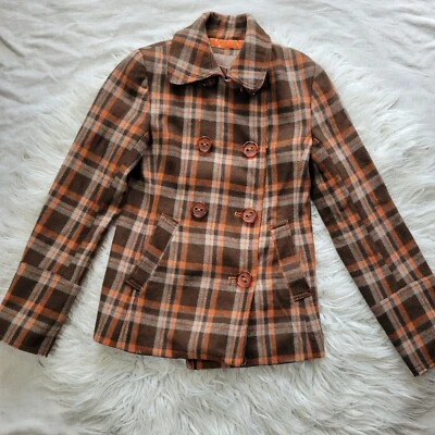 Abrigo BKE Hebilla Mujer Mediano Mezcla Lana Guisante Doble Pecho Cuadros Foto 1 de 4