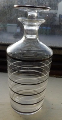  ART DECO WEBB CORBETT SIGNED  SILVER & GOLD HOOPED CRYSTAL SMALL DECANTER - Image 1 of 4