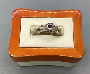 Zehenring Sterlingsilber & rosa/lila Stein - Größe 4 - Bild 1 von 5
