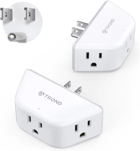 Multi Plug Outlet Extender 2 Pack - Electrical Wall Splitter, 3 Way Angled Wall - Picture 1 of 9