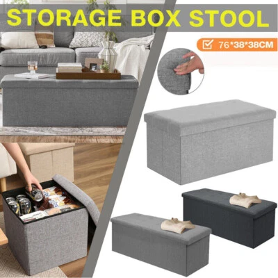 Faltbarer Sitzhocker Sitzwürfel mit Stauraum Aufbewahrungsbox Ottomane Sitzbank - Bild 1 von 4