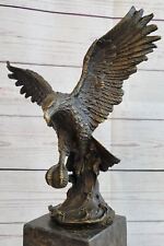 Handcrafted BRONZE EAGLE SCULPTURE M.Lopez signed SPIRIT OF AMERICA Lost Wax Art