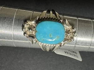 Anello turchese SS Kingman taglia 7 fatto a mano .925 argento Navajo Theresa Smith - Foto 1 di 4