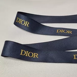 300 cm DIOR Navy Blue Satin Ribbon - With Gold Logo - 2cm Wide x 3 M AUTHENTIC - Picture 1 of 6