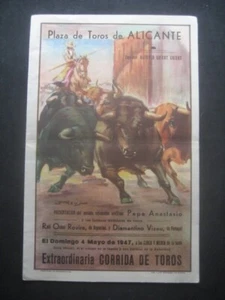 Programme Toros. Place D'Alicante 1947. Martin Vazquez, Rovira, Diamantino Vizeu - Foto 1 di 4