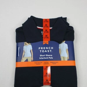 French Toast Girls Short Sleeve Interlock Picot Polo Navy Size M (7/8) 2-Pack - Picture 1 of 4