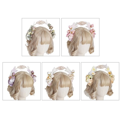 Flower Decor Crowns Hair Band Double Layer Hair Clip Wedding Hair