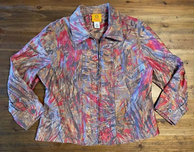 Mujer Rojo Rubí Manga 3/4 Largo Marrón y Rojo Chaqueta Cremallera Frontal Talla 10 Petite Foto 1 de 4