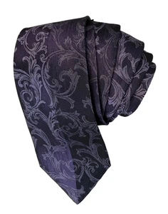 Corbata de seda Versace de colección etiqueta años 90 dos tonos púrpura jacquard gótico 3,25 x 60 Italia - Imagen 1 de 8