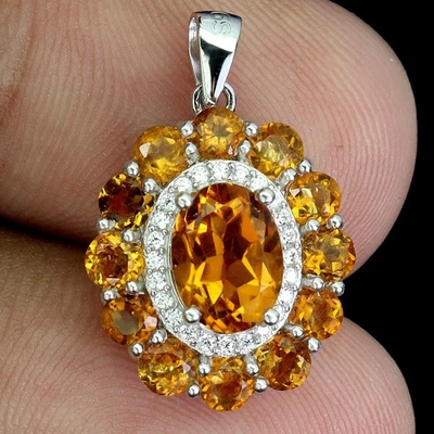 Colgante de plata de ley 925 ovalado citrino 8x6 mm joyas de piedras preciosas naturales Foto 1 de 4