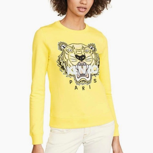 Felpa girocollo KENZO tigre giallo senape ricamata donna taglia large