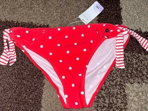 NWT Lascana By Venus Strawberry Bliss Red Polka Dot Sash Tie Bikini Bottom 8 $40 - Picture 1 of 2