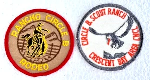 TWO circa 1968 PATCHES: CIRCLE B. SCOUT RANCH / RODEO Crescent Bay Area Council - Picture 1 of 5