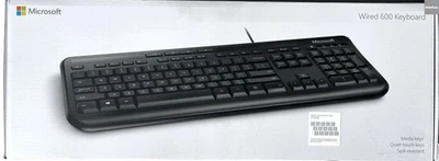 Microsoft Wired 600 Keyboard UK Layout Black PC USB (ANB-00006) BRAND NEW SEALED - Image 1 of 4