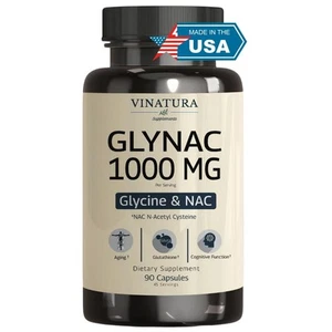 VINATURA GLYNAC Supplement 1000MG - Glycine & NAC Supplement - 90 Capsules - Picture 1 of 6