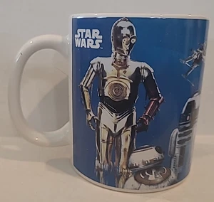 Star Wars Galerie Tasse weiß blau Rey Finn Chewbacca C-3PO R2-D2 BB-8 X-Wing - Bild 1 von 5