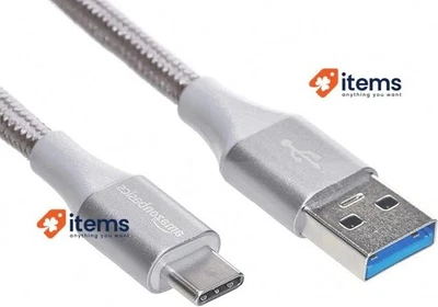 Amazon Basics Doppel Geflochten Nylon USB - C Zu A 3.1 Gen 1 Kabel 1.8 M, Silber - Bild 1 von 4
