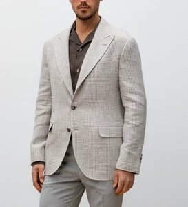 NWT$3995 Brunello Cucinelli Men Plaid Print Sport Coat W/Logo Button50/40US A258 - Picture 1 of 12