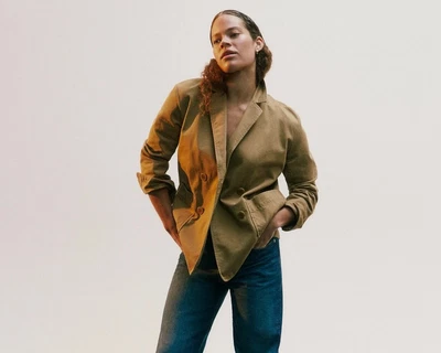 Madewell Womens Khaki Crossover Blazer Jacket In Regenerative Chino Size S NWT - Image 1 of 4