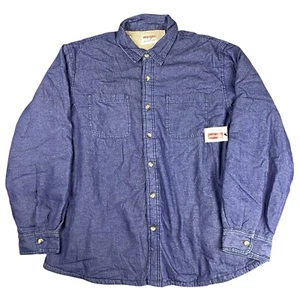 Wrangler Blue Denim Herren Sherpa gefüttert Knopfleiste Hemd Jacke Shacket Größe XL Neu mit Etikett - Bild 1 von 8