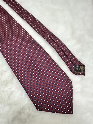 Stonehenge 男式领带 100% 真丝蓝色红色白色 Polkadot 宽 Handmad — 第 1/4 张图片