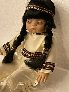 Little Willie Indian Native American Sitting Porcelain V Emerald Doll Collection - Picture 1 of 12