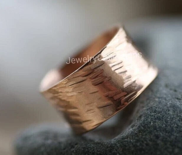 Pure Copper Ring Hammered Copper Band Ring Handmade Solid Copper Men's Ring B97 - Image 1 of 4