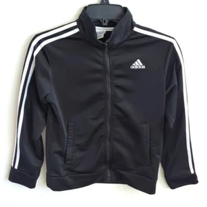 Adidas Kids Track Varsity Jacket Pre-Own Black White Size 10/12 - Picture 1 of 3