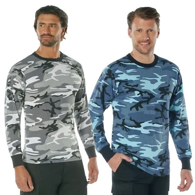Sky Blue Camo or City Camouflage Long Sleeve Cotton T-Shirt Rothco 67790 - Image 1 of 4