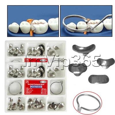 TOR VM 100pcs Dental Matrix Bands Sectional Contoured Matrices Wedges NO1.398 UK