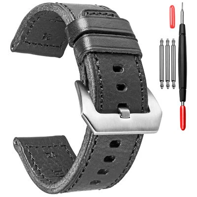 Correa de reloj de cuero genuino, retro vintage 20 22 24 26 mm repuesto hecha a mano Foto 1 de 4