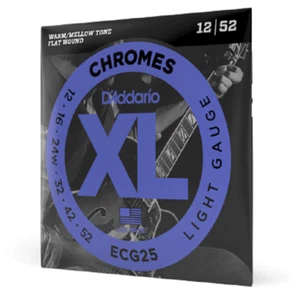 D'Addario ECG25 Chromes Flat Wound Light 12-52 Guitar Strings  - Picture 1 of 16