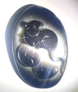 Unique Chinese Hotan Jade original stone hand carved rat statue pendant 鼠来财 - Picture 1 of 12