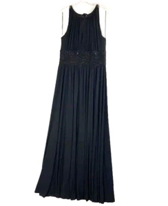 WHBM Size 12 Gown Keyhole Beaded Waist Maxi Dress Sleeveless Side Slit Prom - Picture 1 of 15