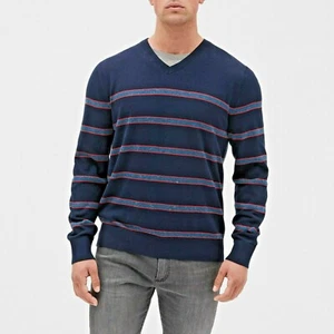 GAP Factory gestreifter Pullover mit V-Ausschnitt Gr. X-Small Navy Neu mit Etikett - UVP 45 $ - Bild 1 von 6