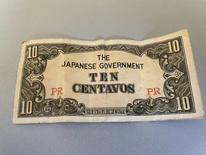 1942 Japanese Government Ten (10) Centavos WWII Philippines Occupation Currency - Picture 1 of 2