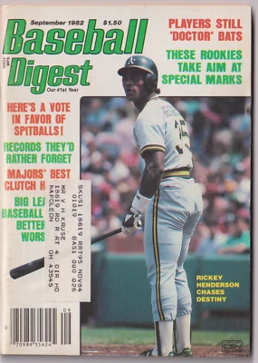 Baseball Digest September 1982 Rickey Henderson Oakland Athletics HOF - Image 1 of 2