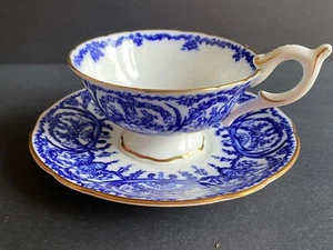 Coalport England Fine Bone China Blue Scroll Tea Cup & Saucer VTG 5012 - Imagen 1 de 6