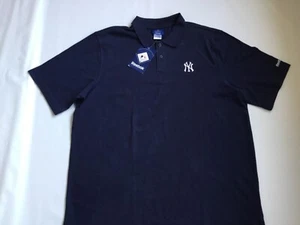 NY YANKEE * Reebok Navy Collar 2 Buttons Short Sleeves 100% Cotton Shirt * XL - Picture 1 of 6