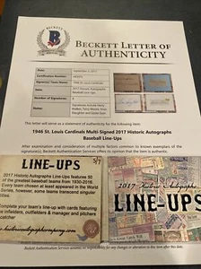 1946 St Louis Cardinals 5/7 2017 Historic Autographs Line Ups - Bild 1 von 7