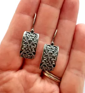 !Beautiful Vintage SILPADA Israel 925 Sterling Silver Decorative Curved Earrings - Picture 1 of 7